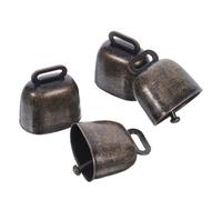 HOODANCOS 4pcs Small Bronze Metal Cattle Bells for Cow Horse Sheep Portable Thickened Iron Grazing Bells with Crisp Loud Sound Farm Animal Accessories and Anti-lost Pet Pendants