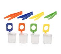 HOODANCOS 4pcs Transparent Insect Magnifying Viewer Container Jar with Tweezers for Educational Bug Observation Box for Outdoor Exploration and Science Learning