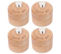 HOODANCOS 4pcs Wooden Tooth Box Set Dedicated Slots and Childfriendly Design, Compact Teething Storage Organizer Case, Baptism Or Holiday Keepsake