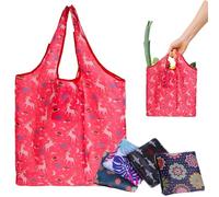 HOODANCOS 5 Pcs Foldable Grocery Tote Bags Large-capacity Reusable Shopping Bags for Women Mixed Colors Polyester Washable