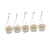 HOODANCOS 5 Sets Plastic Hanging Plant Pots with Tray and Hook Wall-mounted Green Radish Flower Pots for Indoor Outdoor Home Decor Space-saving Simple Design