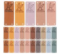 HOODANCOS 50pcs Leather Handmade Label Tags for Hats and Sweaters, Smooth Surface, Elegant and Simple Style, for Craft Projects and DIY Accessories