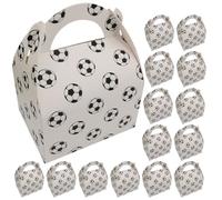 HOODANCOS 50pcs White Paper Candy Boxes with Soccer Pattern for Birthday Celebration, Lovely and Unique Treat Boxes for Party Favors and Goodie Bags