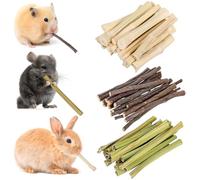 HOODANCOS 55pcs Small Pet Chew Sticks Set for Rabbits Hamsters Chinchillas - Natural Sweet Bamboo, Papaya Stem Wood Grinding for Dental Health and Boredom Relief