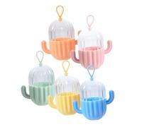 HOODANCOS 5pcs Creative Cactus-shaped Makeup Sponge Holder Portable Transparent Dustproof Cosmetic Egg Storage Boxes for Travel Lightweight Makeup Accessory Organizers in Pink Green Yellow
