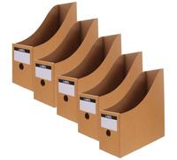 HOODANCOS 5Pcs Kraft Paper Magazine File Holder Desktop Organizer Rack for Office School Home Sturdy Storage Boxes for Documents Books Newspapers Easy Assembly File Storage