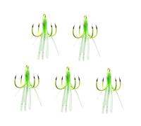 HOODANCOS 5PCS Luminous Octopus Fishing Hooks Lightweight Outdoor Angling Gear for Freshwater Saltwater Night Fishing Squid Baits