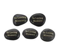 HOODANCOS 5pcs Memorial Stones for Garden and Cemetery, Black Pebble Material with Engraved Loving Memories, Providing Emotional Comfort for Funeral Keepsake Or Celebration of Life