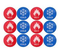 HOODANCOS 6 Pairs Hot Water Sign Acrylic Labels for Temperature Differentiation and Labeling Self-stick Hot and Cold Water Indicator Stickers for Bathroom Faucets Showers in Homes and Public