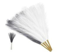 HOODANCOS 6 Pcs Short Stem Artificial Pampas Grass Bouquet Fluffy Faux Dried Pampas Grass with Adjustable Iron Wire Realistic Home and Wedding Table Decor in Cream White and Deep Grey