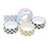 HOODANCOS 6 Rolls Checkered Decorative Washi Tape Set for Scrapbooking and DIY Crafts, Mixed Colors Grid Pattern Adhesive Tape for Journals and Art Projects Random Color Random Style