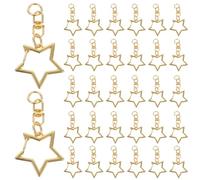 HOODANCOS 60Pcs Gold Metal Star Shaped Keychain Clips with Spring Swivel Lobster Snap Hooks for DIY Jewelry Making, Creative Bag Buckle Clasps, Universal Keyring Accessories