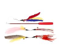 HOODANCOS 6pcs Adjustable Cat Teasing Set with Multiple Replacement Feather Heads Plastic Creative Shape Cat Wand Stick Easy to Hold and Fun Interactive Exercise Random Color