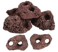 HOODANCOS 6pcs Aquarium Volcanic Stone Volcanic Rocks Water Plant Ring Base Aquarium Rocks Decoration Easy to Place Shelter for Small Fish and Shrimps Dark Brown 3.93x2.75x1.57in Fish Tank