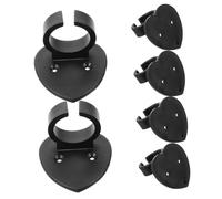 HOODANCOS 6pcs Black Abs Microphone Holder Clips with Heart-shaped Design, Multi-functional Anti-slip Mounts for Microphone and Nameplate, for Occasions Wall Mount Brackets