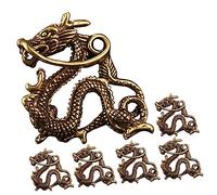 HOODANCOS 6pcs Brass Dragon Keychain Pendant Vintage DIY Hanging Ornament Chinese Style Dragon Decor for Keychains Bag Accessories Unique for Friends Family