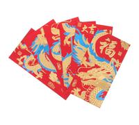 HOODANCOS 6pcs Chinese Style Red Envelopes Glitter Paper Dragon Pattern Traditional Festive Lightweight Easy to Open New Year Red Packets for Colleagues and Relatives Random Style