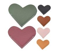 HOODANCOS 6pcs Heart-Shaped Pu Leather Bookmarks Set Portable Cute Corner Page Markers Bulk Reading Accessories for Students Women and Book Lovers in Black Wine Red Pink Light Brown Light