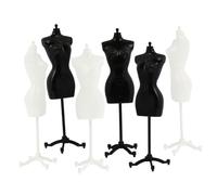 HOODANCOS 6pcs Mini Dressmaker Mannequin Stand, Doll Dress Support Half Body Display for Doll, Plastic Lifelike Black Mannequin Model, Miniature Scene Accessory for Boys and Girls