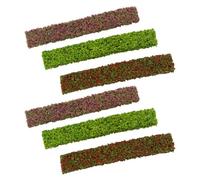 HOODANCOS 6Pcs Miniature Static Shrub Strips with Mixed Red, Yellow, and Purple Flowers, 10Cm Long Artificial Bush Models for DIY Model Train Scenery, Railway Landscape, and Dollhouse
