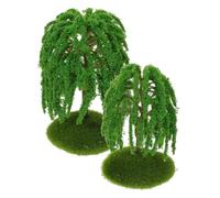 HOODANCOS 6Pcs Miniature Willow Trees for Train Set Scenery, Simulated Plastic Landscape Trees for Model Diorama and Architecture Sand Table, 8Cm 10Cm Height Mix