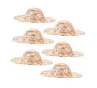 HOODANCOS 6PCS Miniature Woven Hats Tiny Sombrero Caps for Dolls Craft Accessories for DIY Decoration and Costumes Fit for Dollhouse and Garden Decor
