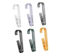 HOODANCOS 6pcs Multi-functional Clothes Hook with Clip Abs Laundry Hat Hanger Clips Non-slip Curtain Hanger for Wardrobe Organization in Colors
