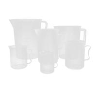 HOODANCOS 6Pcs Plastic Graduated Measuring Cups Set with Dual-Scale Beakers 300Ml to 5000Ml for Baking, Cooking, and Laboratory Mixing Tasks