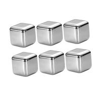 HOODANCOS 6Pcs Reusable Stainless Steel Wine Rocks Whiskey Stones for Spirits Beer and Cocktails Smooth Surface Convenient Chilling Ice Cubes
