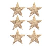 HOODANCOS 6pcs Star Repair Patch Glitter Patches for Clothing Golden Five Pointed Star Pet Glitter Material Self Adhesive DIY Application for Festive Looks Parties