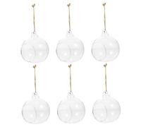 HOODANCOS 6pcs Transparent Hanging Glass Vases Ball Shape Micro Landscape Hydroponic Containers for Air Plants Indoor Decoration Party Wedding Home