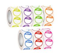 HOODANCOS 7 Rolls Day of Week Labels Date Stickers Dot Sticker Material Creative Unique Design Pretty Look Removable Simplify Food Operation for Food Package Sealing Supplies