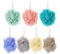HOODANCOS 7pcs Exfoliating Bathing Balls Travel Loofah Pe Material Assorted Colour Dirt Removal Convenient Storage Bathroom Use