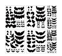 HOODANCOS 8 Sheet Halloween Pumpkin Face Sticker Set DIY Decorative Stickers for Boys and Girls Trick or Treat Party Favor Educational Craft Kit 4 Expressions