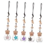 HOODANCOS 8ml Car Perfume Bottle Pendant 5pcs Set with Daisy Caps Hanging Essential Oil Diffuser Bottles for Vehicle Aromatherapy and Interior Fragrance