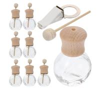 HOODANCOS 8pcs Car Vent Diffuser Bottles 10ml Empty Glass and Wood Refillable Perfume Air Freshener Clips for Car, Even Fragrance Diffusion and Odour Neutralising