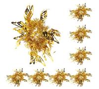 HOODANCOS 8Pcs Gold Angel Wing Cheerleader Wristband Pom Poms Lightweight Reusable Small Pompoms for Sports Events Cheering Squad Supplies