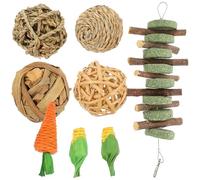HOODANCOS 8pcs Small Animal Chew Natural Rabbit Bunny Guinea Pig Chinchilla Rat Cage Accessories for Teeth Care and Boredom Relief