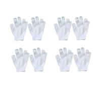 HOODANCOS 8pcs White Nylon Bath Gloves Set with Five Fingers for Deep Skin Cleaning, Easy to Put and Take, for Bath Time and Body Exfoliation