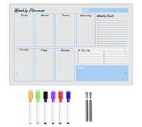 HOODANCOS Acrylic Dry Erase Memo Board Set for Desk, Writable Desktop Planning Board with 6 Whiteboard Markers and 2 Advertising Pins, 9pcs Office Organizer for Weekly Schedule and Notes