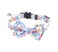 HOODANCOS Adjustable Bowknot Cat Collar with Decorative Blue White Floral Pattern Festive Pet Accessory for Cats and Kittens Neck Belt Fits for Daily Wear Parties Birthdays Christmas