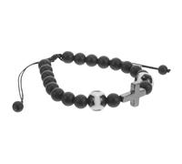 HOODANCOS Adjustable Braided Soccer Bead Bracelet with Stone Cross Charm, Sports Wrist Chain for Men Women Teens, Soccer Party Favors and Sports Themed Wristband Accessories