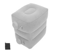 HOODANCOS Adjustable Inflatable Travel Footrest Pillow with Soft PVC Flocking Height Leg Rest for Airplane Train Office Portable Lightweight Foot Stool for Comfortable Air Travel