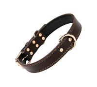 HOODANCOS Adjustable Leather Pet Collar with Bell and D-ring Rivet Decor Necklace for Large Dogs Coffee Xs Comfortable All-day Wear Unique Stylish Dog Necklace