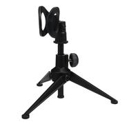 HOODANCOS Adjustable Metal Microphone Holder Stand with Rotatable Bracket Head Black Tripod Mic Shelf Compatible with Microphones for Singing Gaming and Recording
