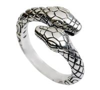 HOODANCOS Adjustable Rings for Men Featuring a Vintage Punk Snake Design, Made of Copper a Silver Finish, Decorative and Adjustable for Special Occasions or Birthday Parties, Men Jewellery