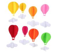 HOODANCOS Adorable Hot Air Balloon Hanging Classroom Decorations Set Felt Colorful Cartoon Corridor Ornaments Eco Friendly Kindergarten Childs Day Decor