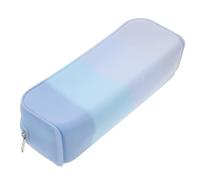 HOODANCOS Aesthetic Silicone Pencil Case for Candy Color Large Capacity Pouch with Smooth Zipper Cute Stationery Storage Bag for Students and Home Use Light Blue