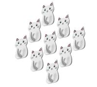 HOODANCOS Animals Decorative Hook Cat Shaped Self Adhesive Hooks ABS 9pcs White for Toilet Hanging Hook 2.2X1.2X0.8 Inch