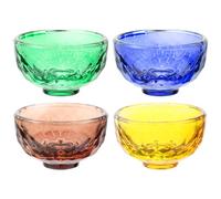 HOODANCOS Artificial Crystal Offering Bowls with Safe and Practical Design 4pcs Round Shape Without Burrs for Buddhist Worship for Home and Temple Decor